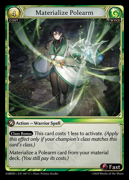 Materialize Polearm — Mortal Ambition Starter Decks — Grand Archive