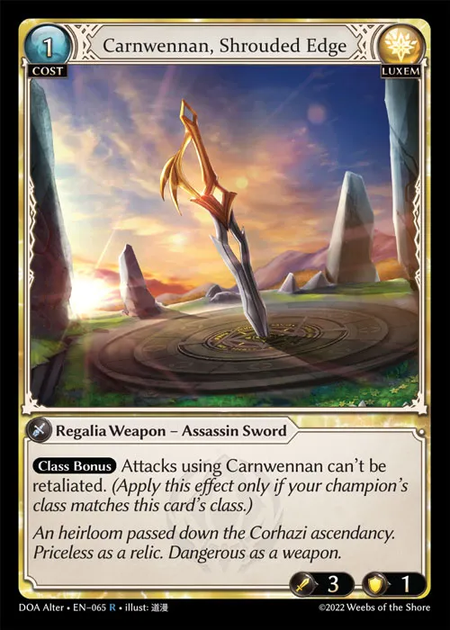 Carnwennan, Shrouded Edge — Dawn of Ashes Alter Edition — Grand Archive