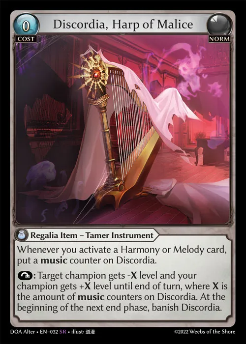 Discordia, Harp of Malice — Dawn of Ashes Alter Edition — Grand Archive