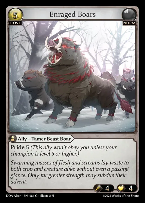 Enraged Boars — Dawn of Ashes Alter Edition — Grand Archive