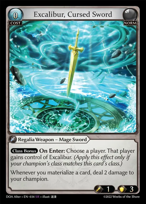 Excalibur, Cursed Sword — Dawn of Ashes Alter Edition — Grand Archive