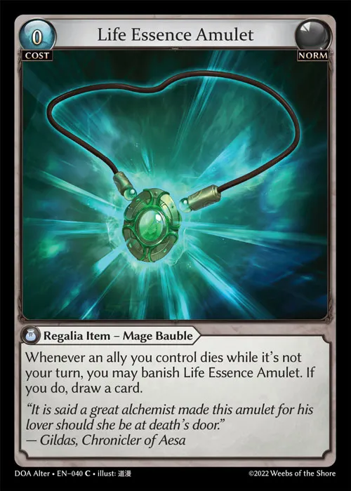 Life Essence Amulet — Dawn of Ashes Alter Edition — Grand Archive