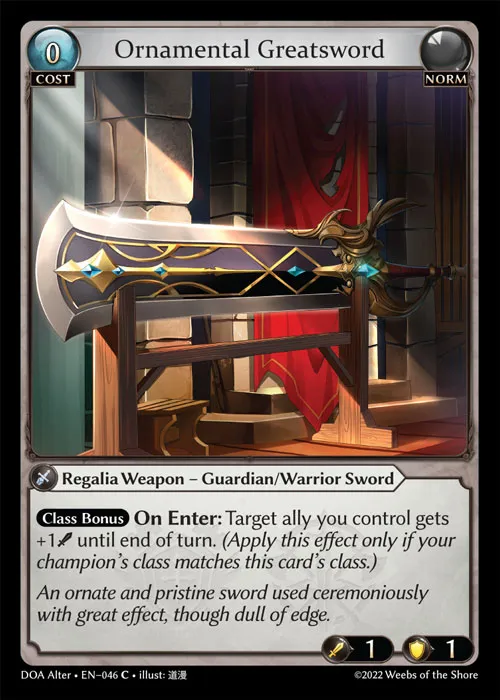 Ornamental Greatsword — Dawn of Ashes Alter Edition — Grand Archive