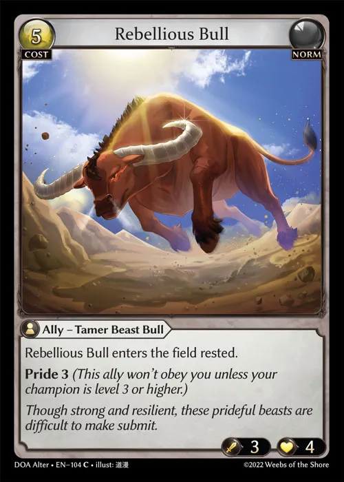 Rebellious Bull — Dawn of Ashes Alter Edition — Grand Archive