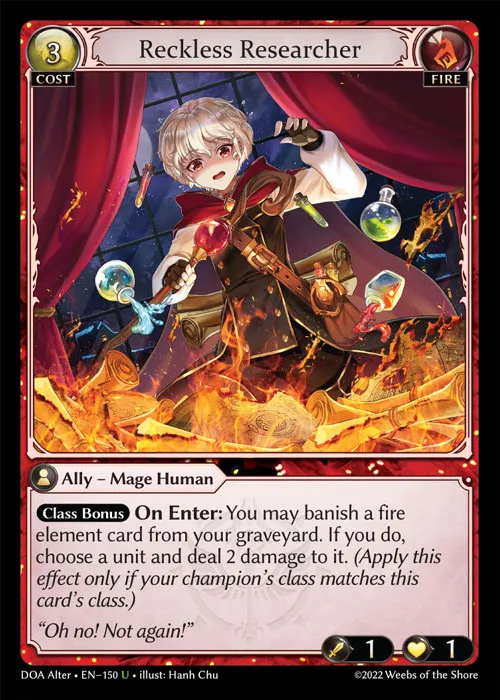 Reckless Researcher — Dawn of Ashes Alter Edition — Grand Archive