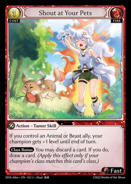 Shout at Your Pets — Dawn of Ashes Alter Edition — Grand Archive