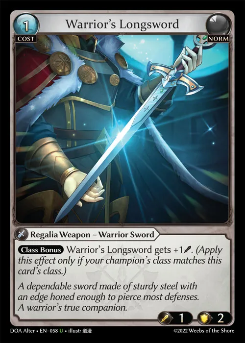 Warrior's Longsword — Dawn of Ashes Alter Edition — Grand Archive