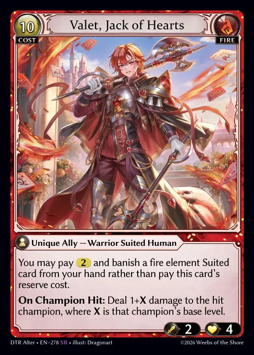 Valet, Jack of Hearts — Distorted Reflections Alter Edition — Grand Archive