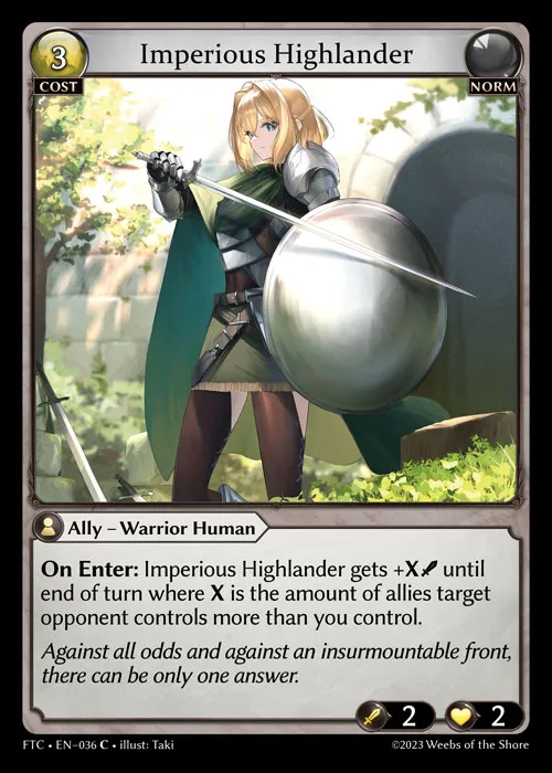 Imperious Highlander — Fractured Crown — Grand Archive