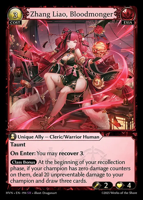 Zhang Liao, Bloodmonger — Abyssal Heaven — Grand Archive