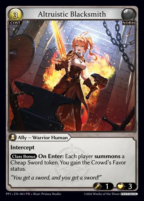 Altruistic Blacksmith — Pantheon Pack 1 — Grand Archive TCG