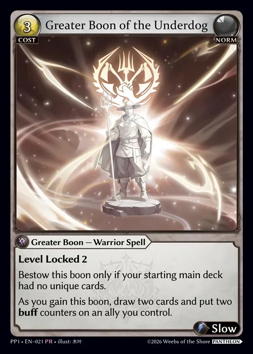 Greater Boon of the Underdog — Pantheon Pack 1 — Grand Archive TCG
