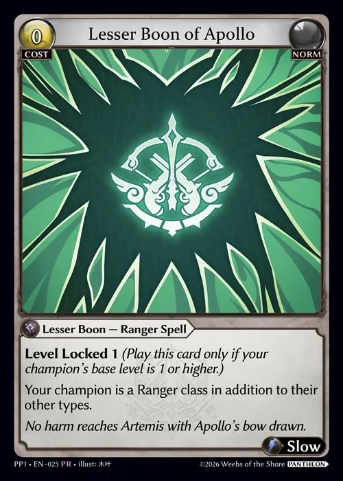 Lesser Boon of Apollo — Pantheon Pack 1 — Grand Archive TCG