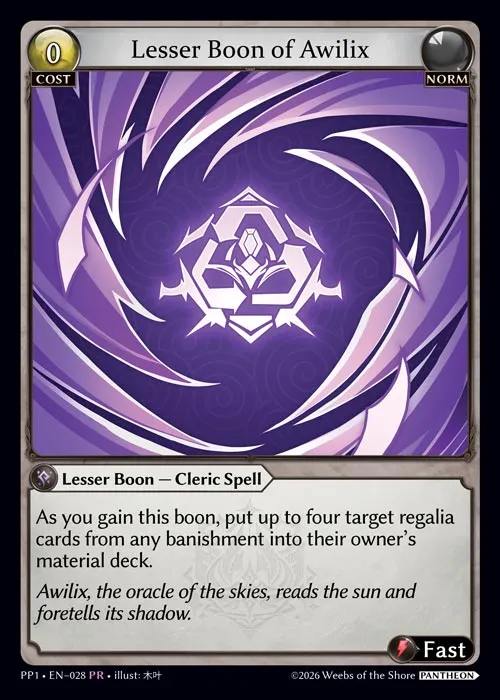 Lesser Boon of Awilix — Pantheon Pack 1 — Grand Archive TCG