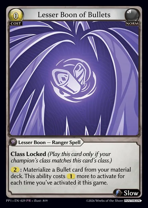 Lesser Boon of Bullets — Pantheon Pack 1 — Grand Archive TCG
