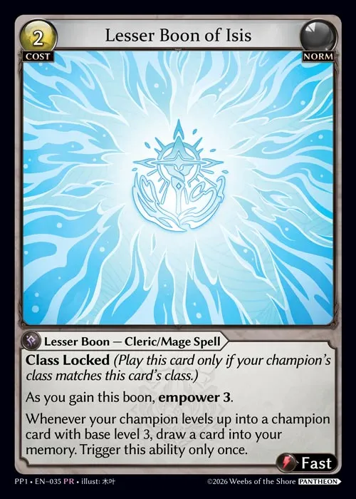 Lesser Boon of Isis — Pantheon Pack 1 — Grand Archive TCG