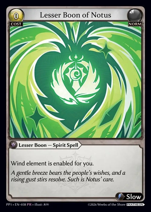 Lesser Boon of Notus — Pantheon Pack 1 — Grand Archive TCG