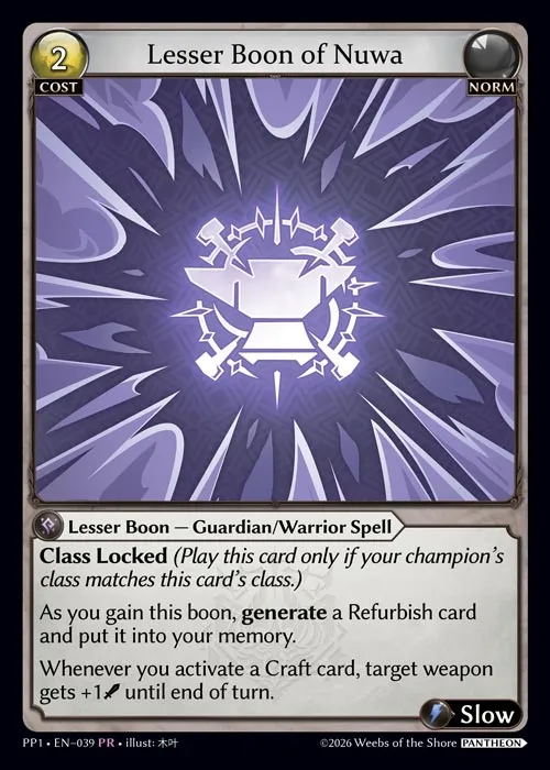 Lesser Boon of Nuwa — Pantheon Pack 1 — Grand Archive TCG