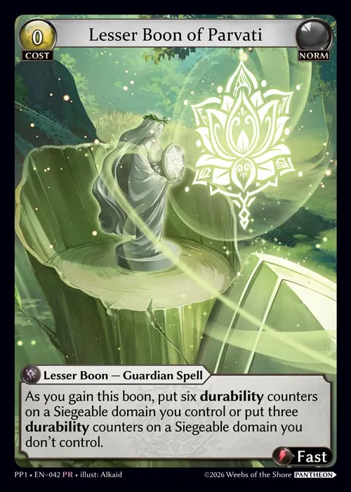 Lesser Boon of Parvati — Pantheon Pack 1 — Grand Archive TCG