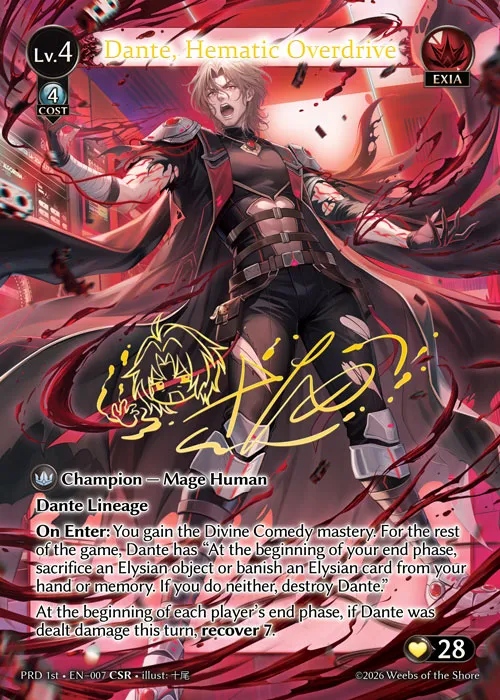 Dante, Hematic Overdrive — .asphodel/paradise First Edition — Grand Archive TCG