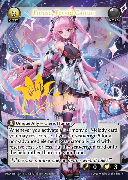 Forese, Fervid Cantor — .asphodel/paradise First Edition — Grand Archive TCG