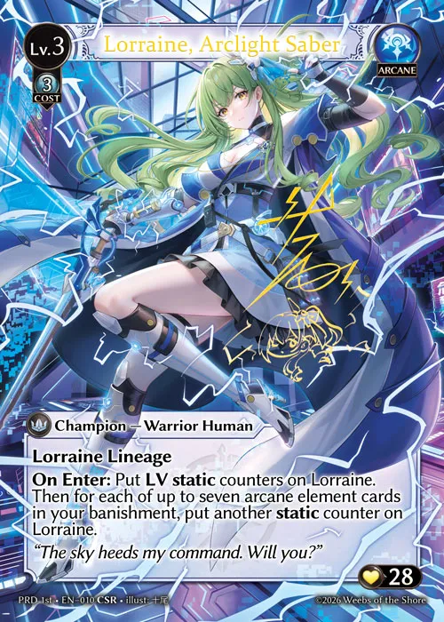 Lorraine, Arclight Saber — .asphodel/paradise First Edition — Grand Archive TCG