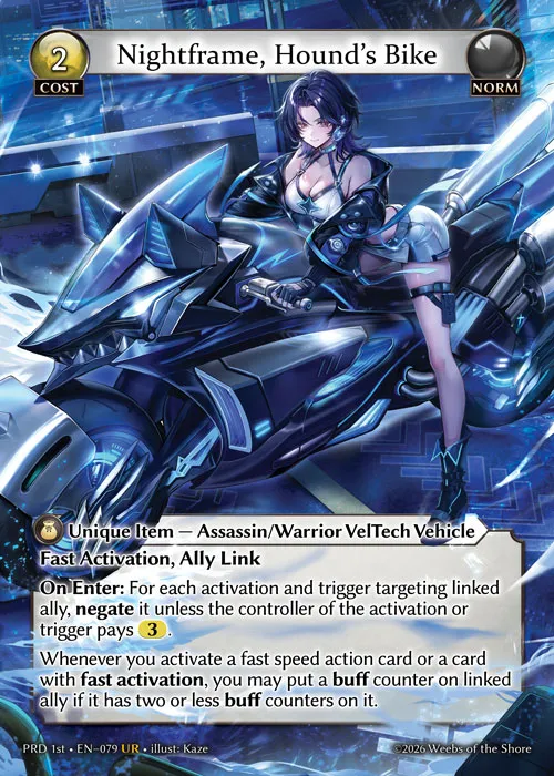Nightframe, Hound's Bike from .asphodel/paradise First Edition - Grand Archive TCG