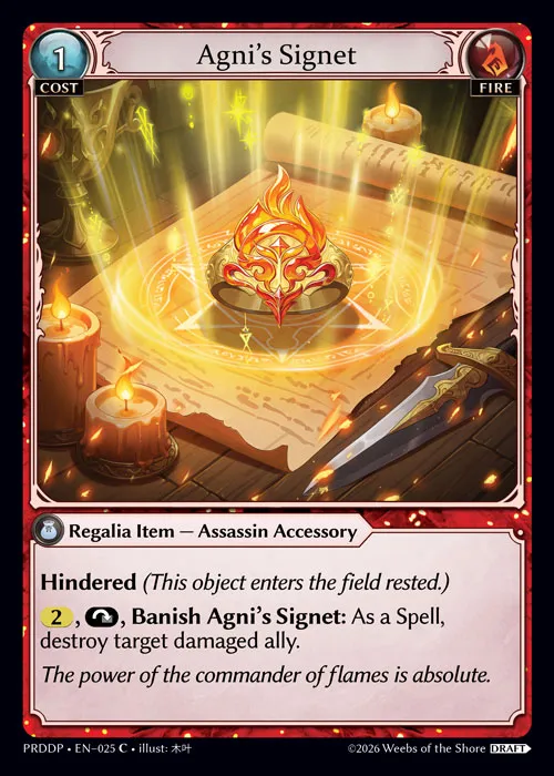 Agni's Signet — .asphodel/paradise Draft Pack — Grand Archive TCG
