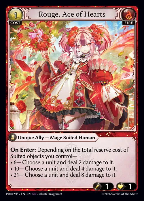 Rouge, Ace of Hearts from .asphodel/paradise Event Pack - Grand Archive TCG