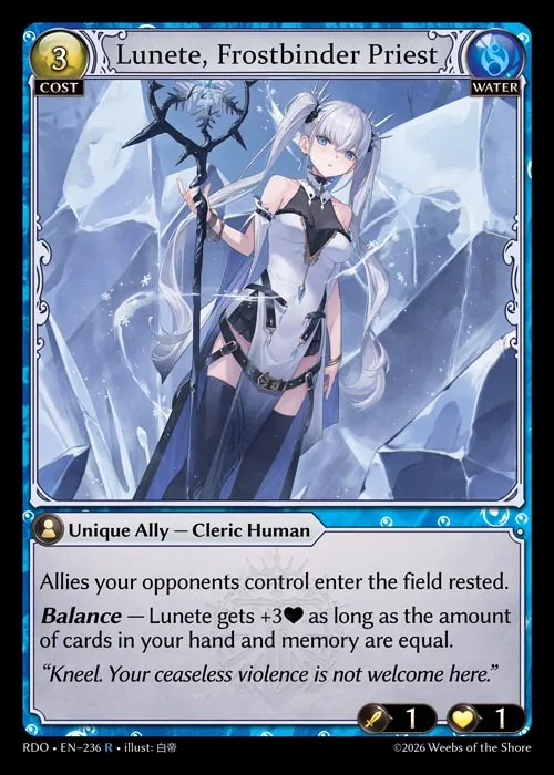 Lunete, Frostbinder Priest — Radiant Origins — Grand Archive