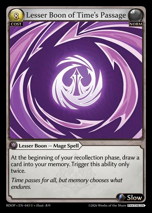 Lesser Boon of Time's Passage — Radiant Origins: Pantheon — Grand Archive