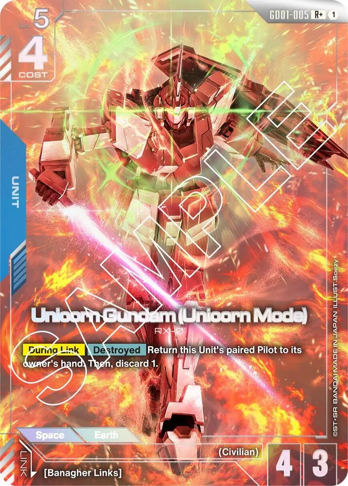 Unicorn Gundam (Unicorn Mode) (R+) — Newtype Rising — Gundam Card Game