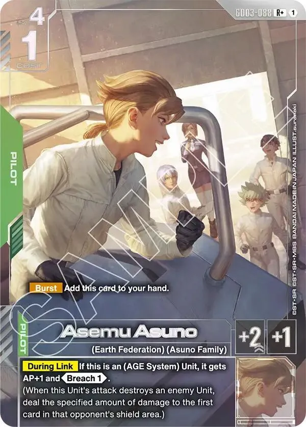 Asemu Asuno (R+) — Steel Requiem — Gundam Card Game