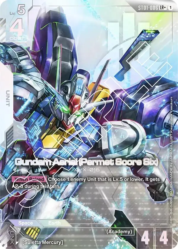 Gundam Aerial (Permet Score Six) (LR+) — Starter Deck 01: Heroic Beginnings — Gundam Card Game