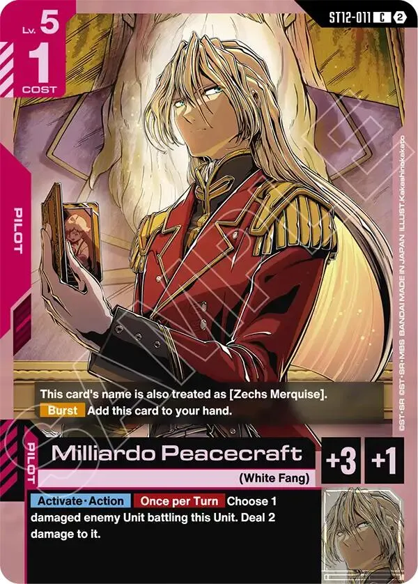 Milliardo Peacecraft — Starter Deck 12: Raging Onslaught — Gundam Card Game