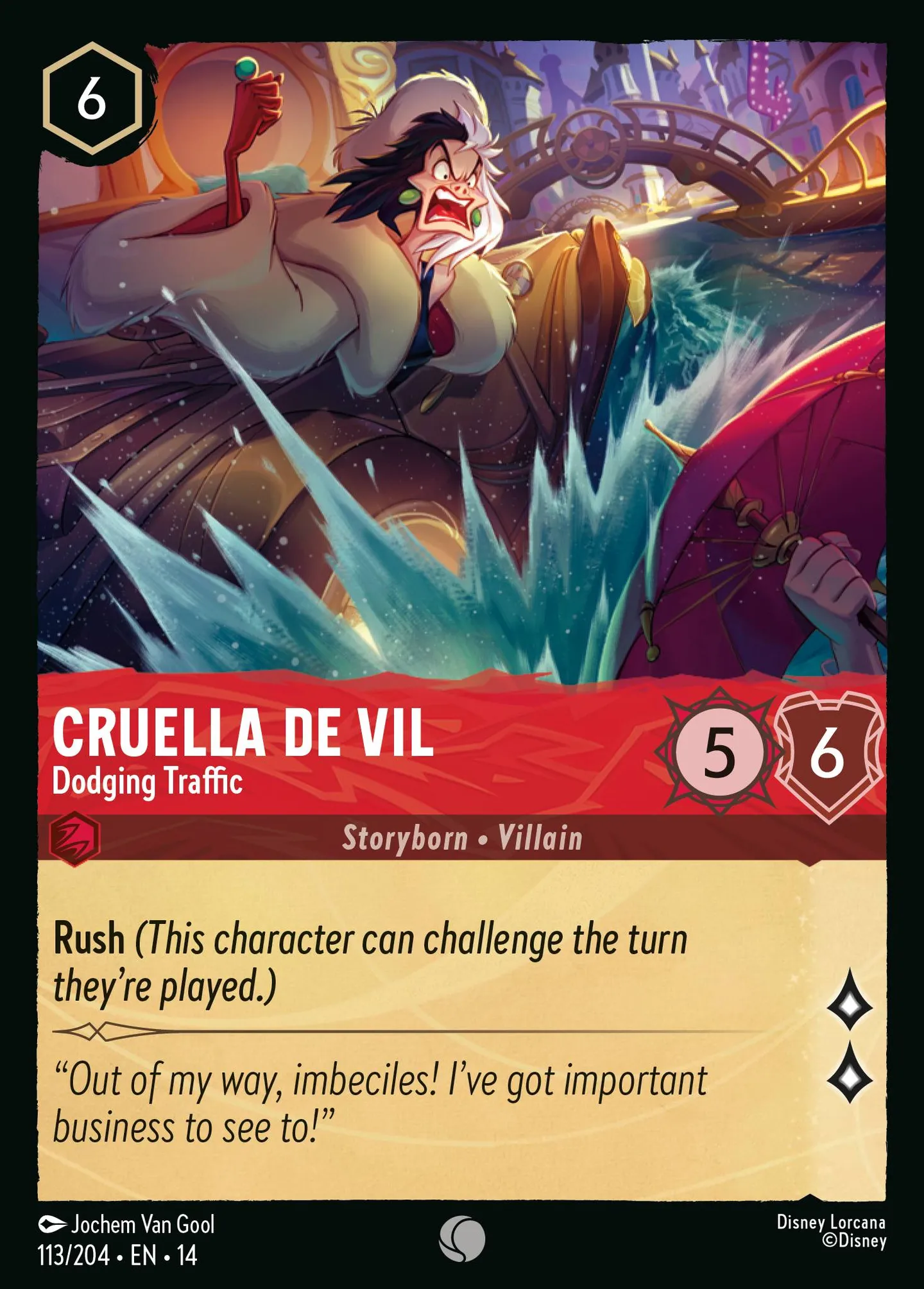Cruella De Vil - Dodging Traffic — Hyperia City — Lorcana