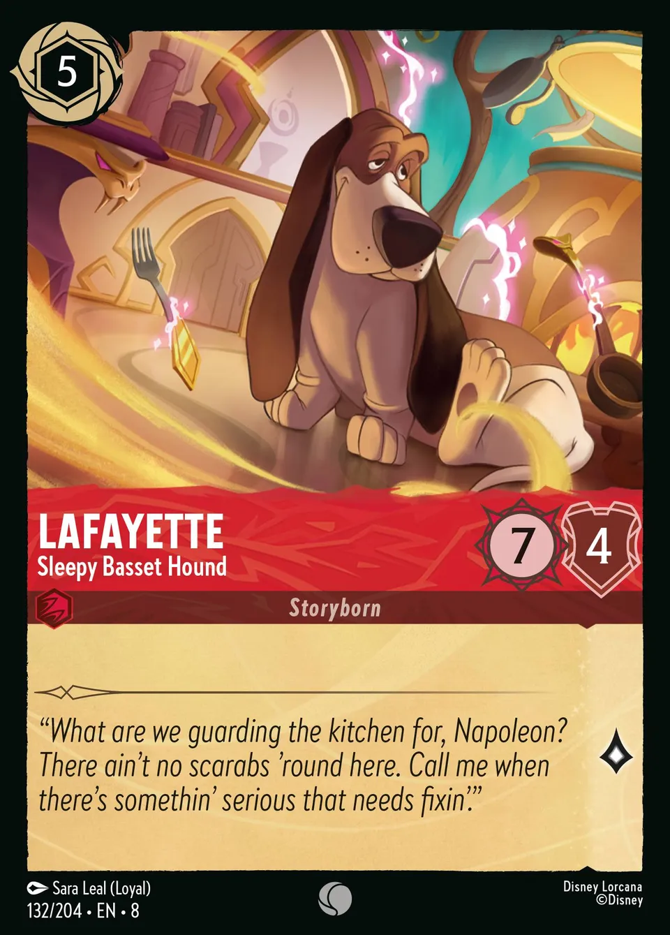 Lafayette - Sleepy Basset Hound from The Reign of Jafar - Lorcana