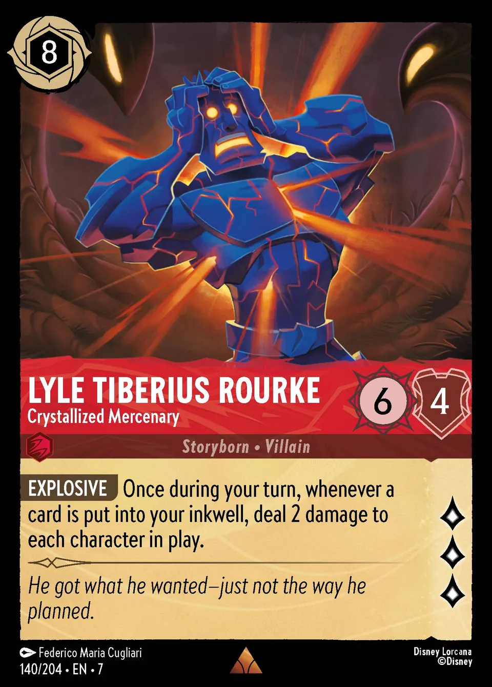Lyle Tiberius Rourke - Crystallized Mercenary from Archazia's Island - Lorcana