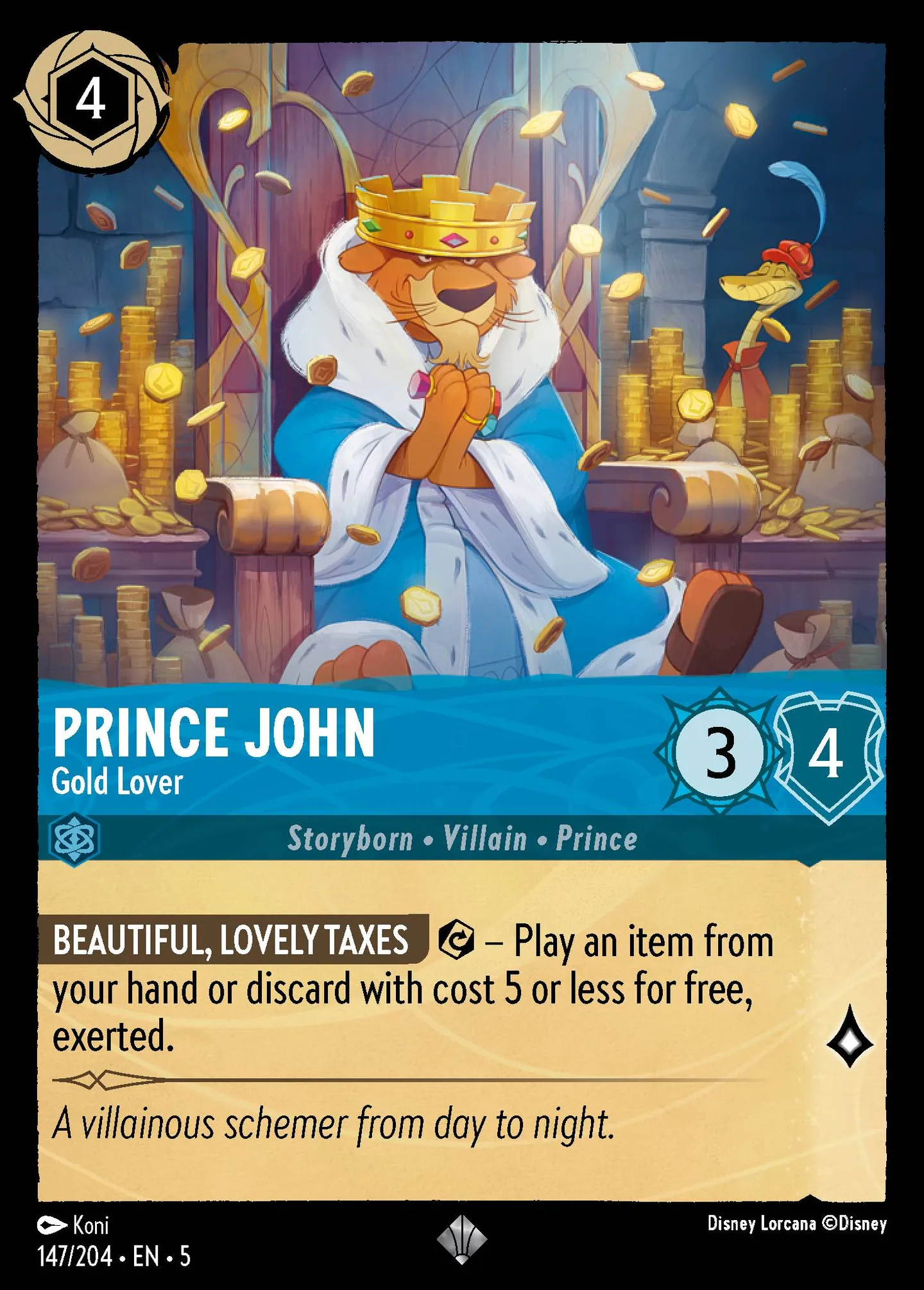 Prince John - Gold Lover — Shimmering Skies — Lorcana