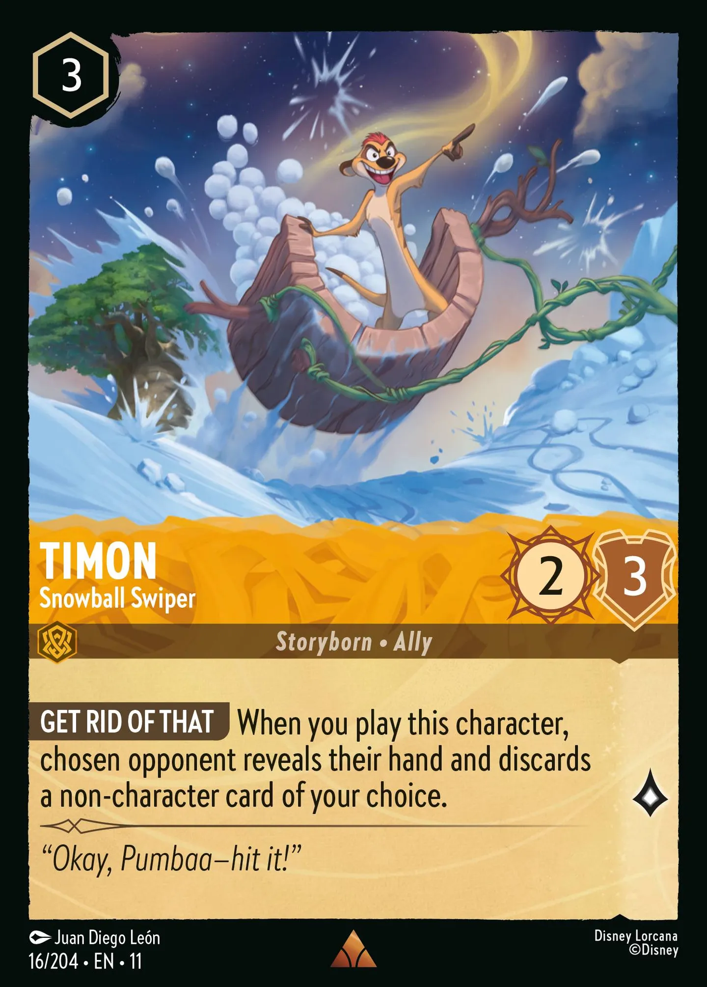 Timon - Glisse avec des boules de neige — Winterspell — Lorcana