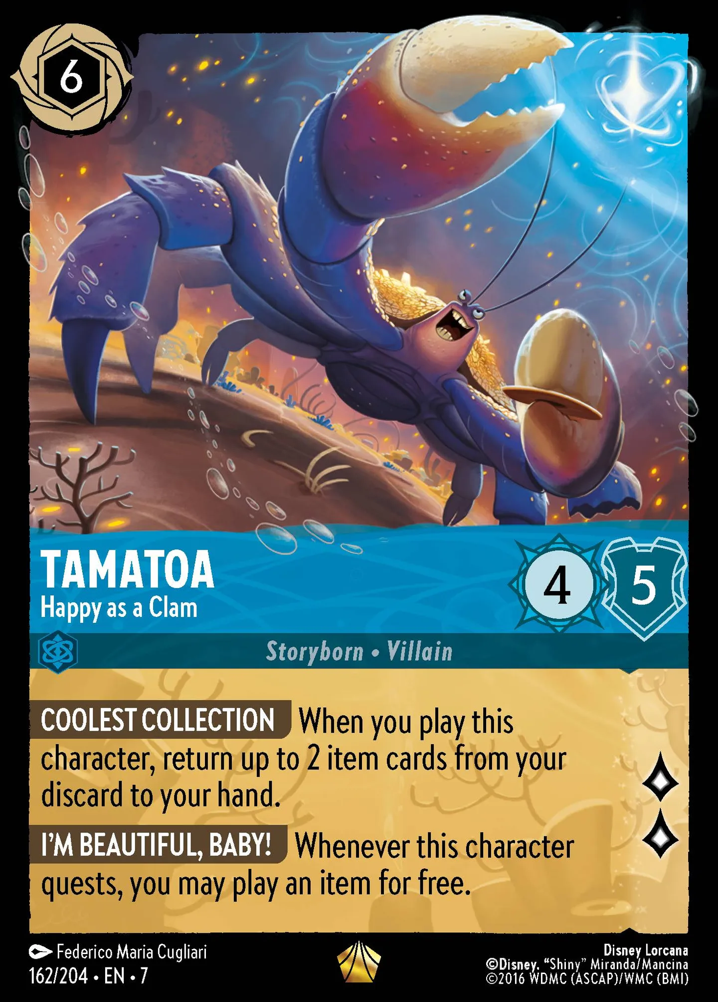 Tamatoa - Happy as a Clam — Archazia's Island — Lorcana
