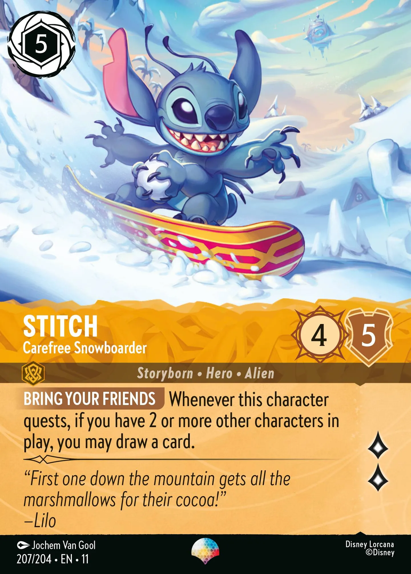 Stitch - Carefree Snowboarder — Winterspell — Lorcana