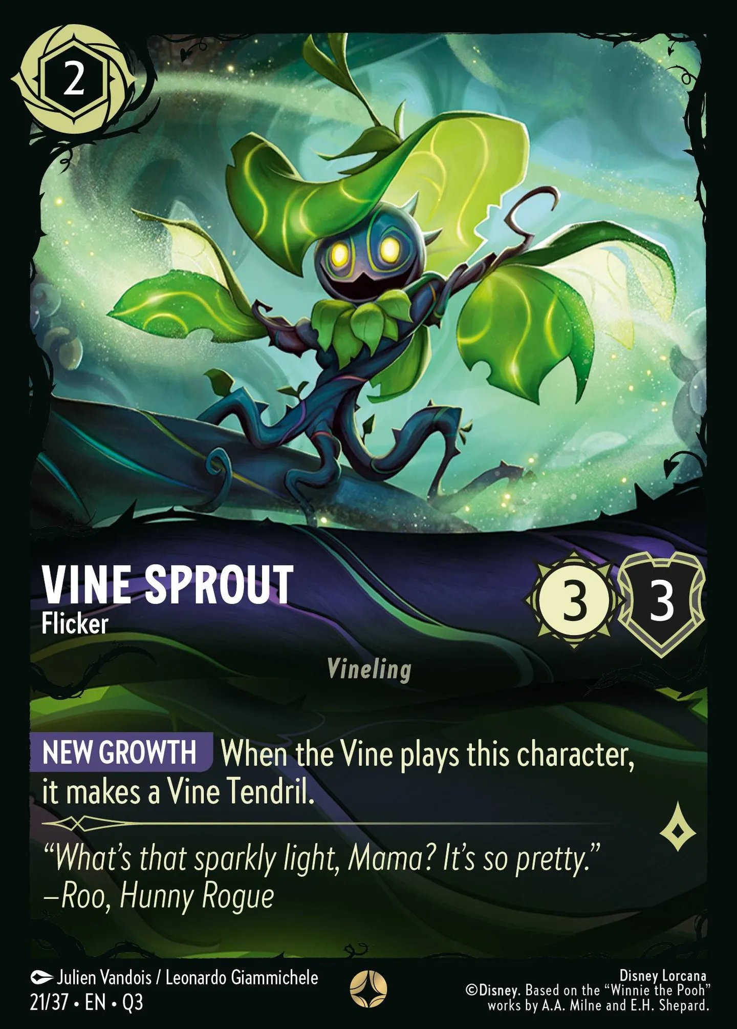 Vine Sprout - Flicker — Illumineer's Quest: The Great Hunny Rescue — Lorcana