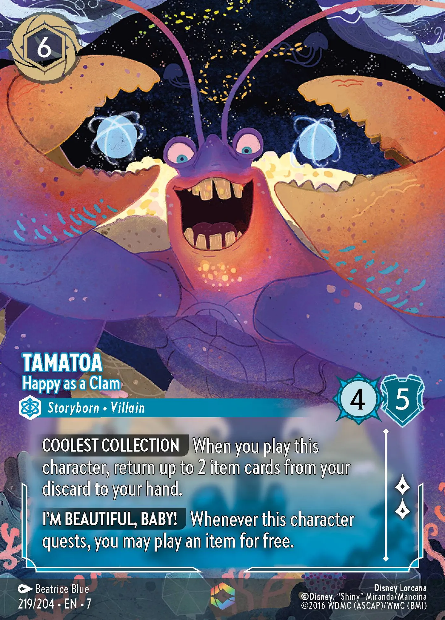 Tamatoa - Happy as a Clam — Archazia's Island — Lorcana