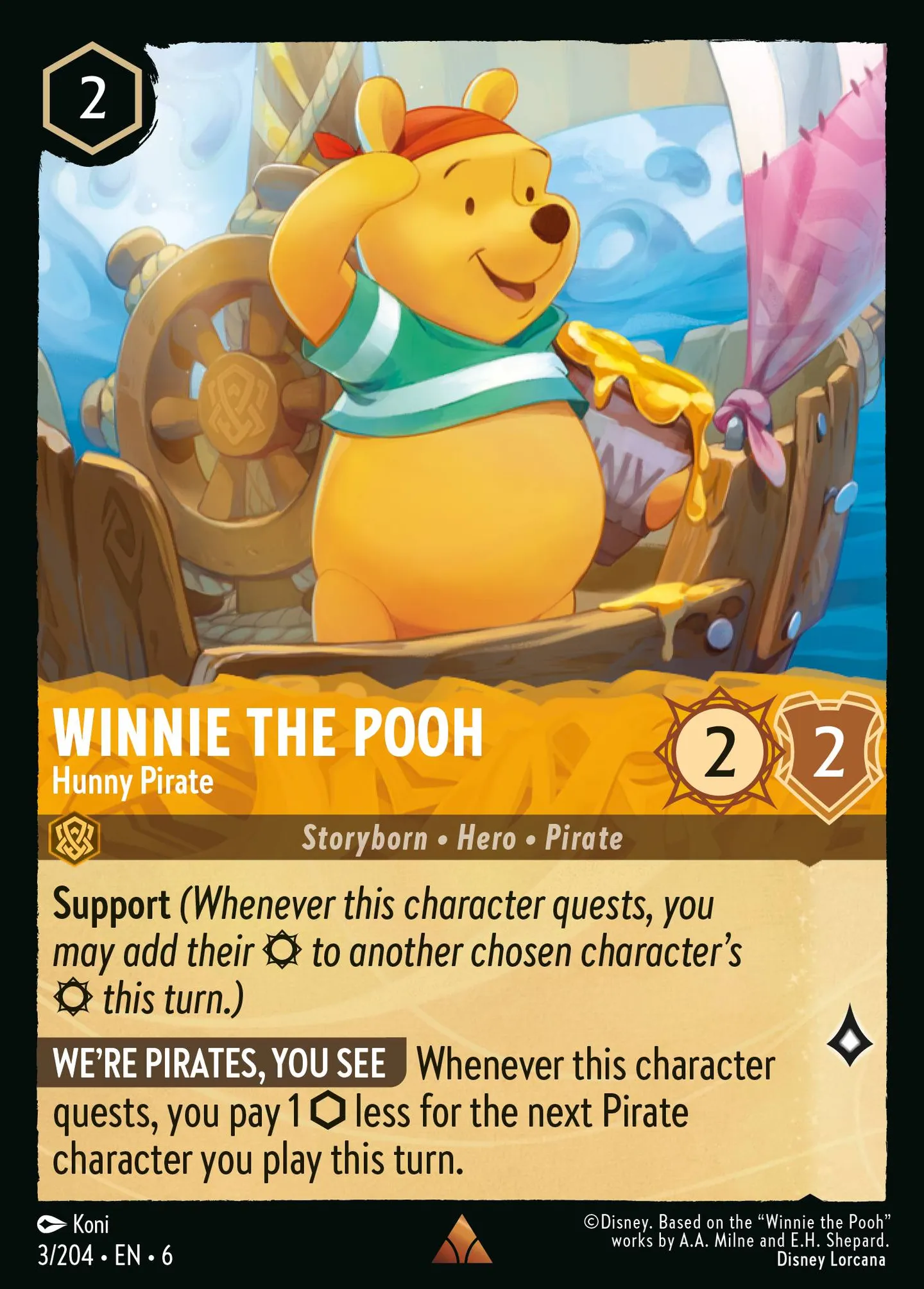 Winnie l'ourson - Pirate miel sabords — Azurite Sea — Lorcana