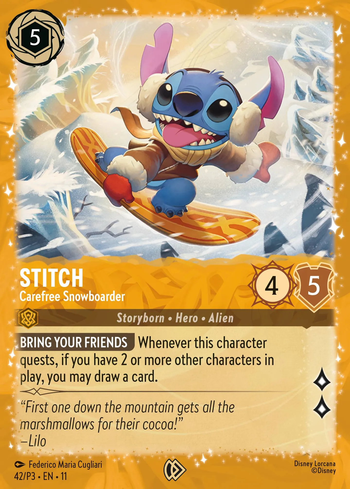 Stitch - Carefree Snowboarder — Promos - Year 3 — Lorcana