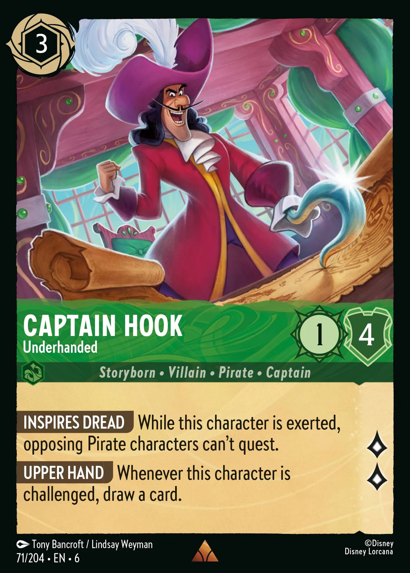 Captain Hook - Underhanded — Azurite Sea — Lorcana