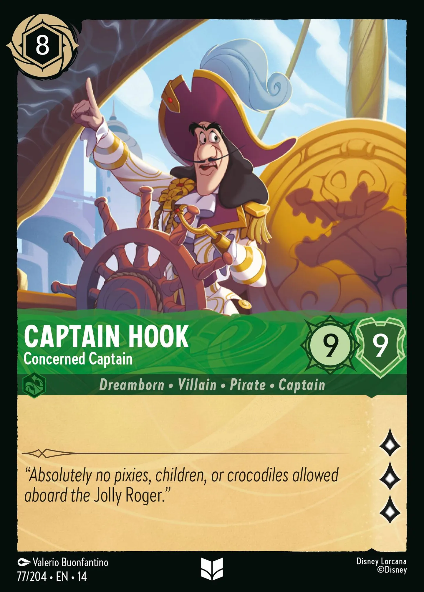 Captain Hook - Concerned Captain — Hyperia City — Lorcana