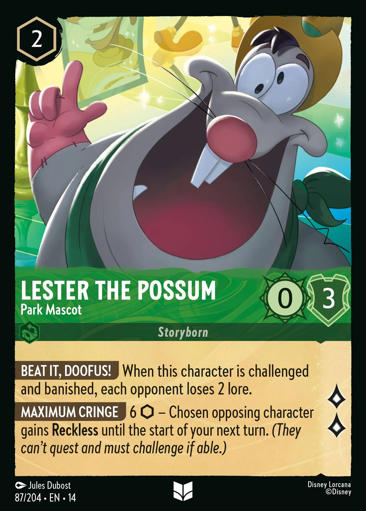 Lester the Possum - Park Mascot — Hyperia City — Lorcana