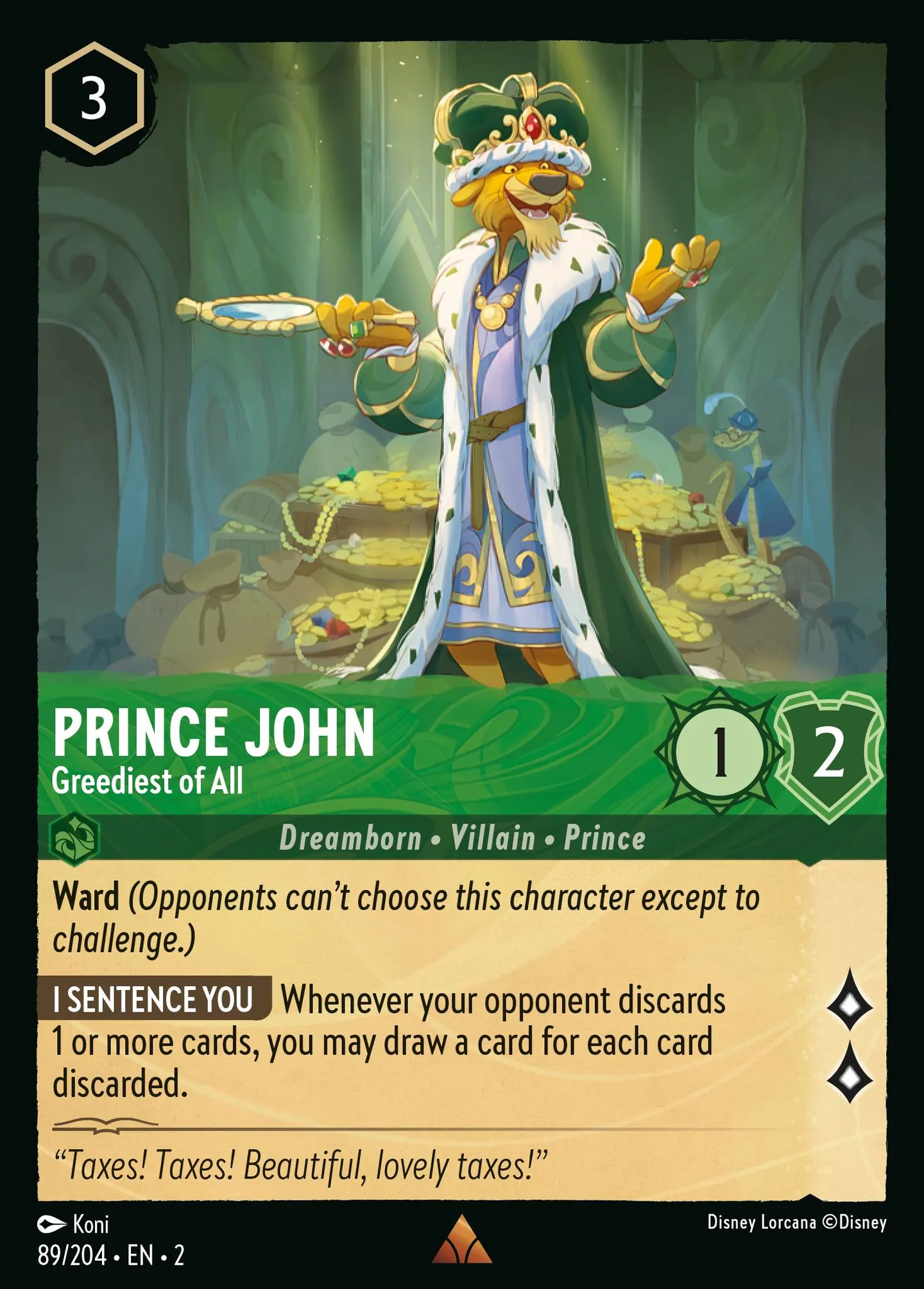 Prince John - Greediest of All — Rise of the Floodborn — Lorcana